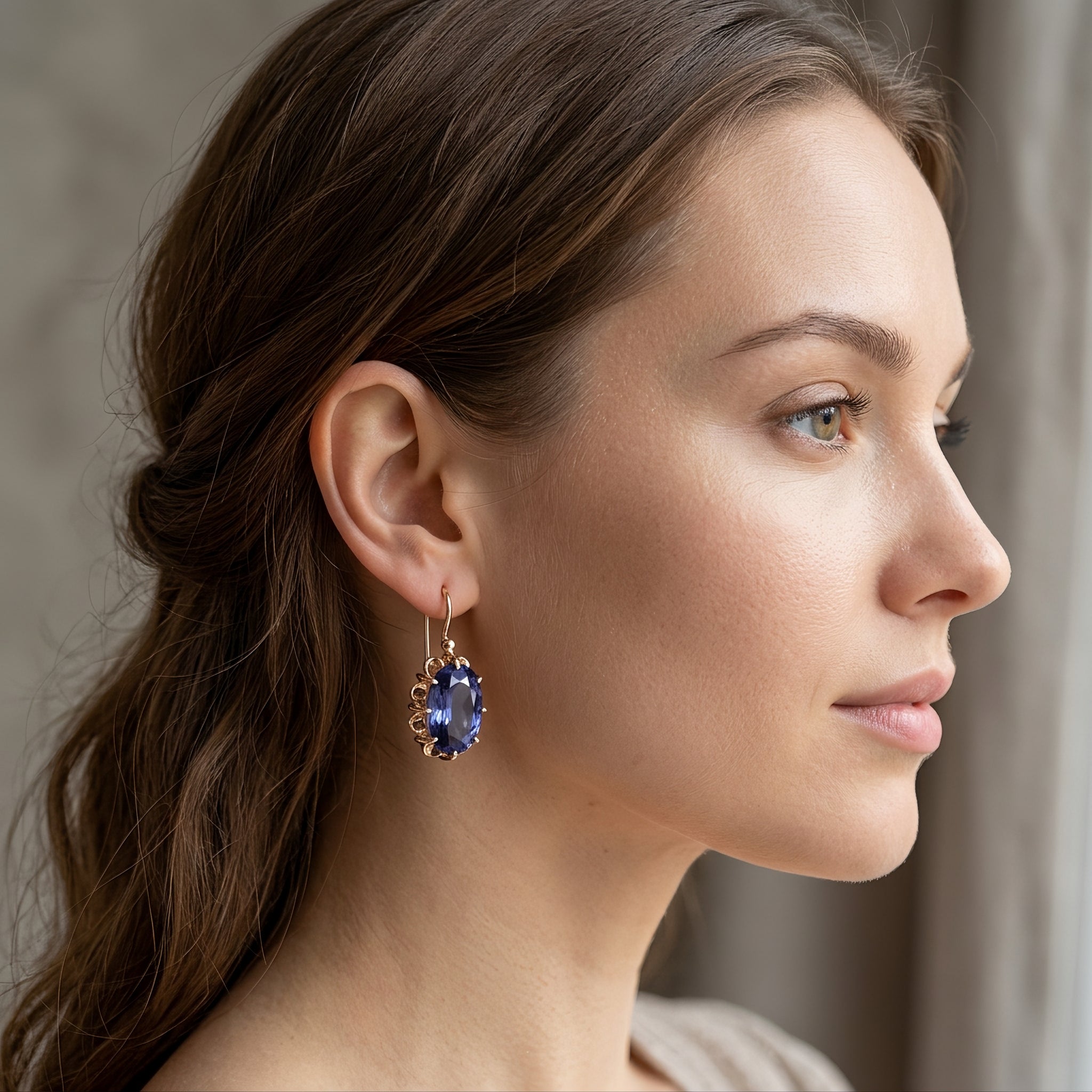 Jayela – Pendientes vintage con circonitas azules