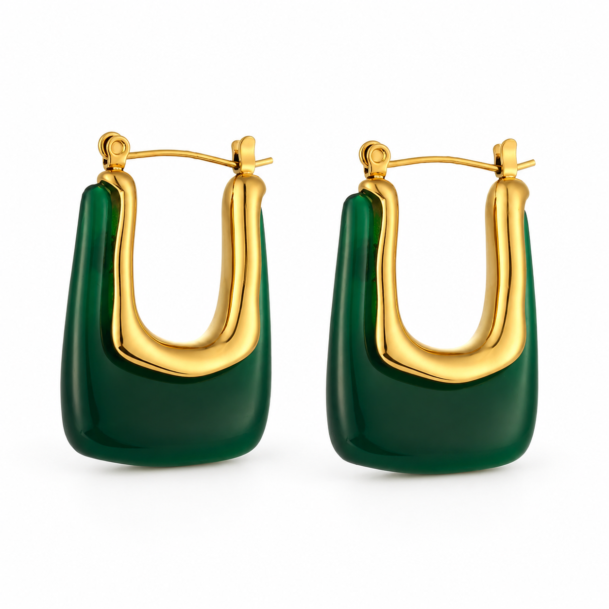 Eline – Pendientes rectangulares de acrílico verde