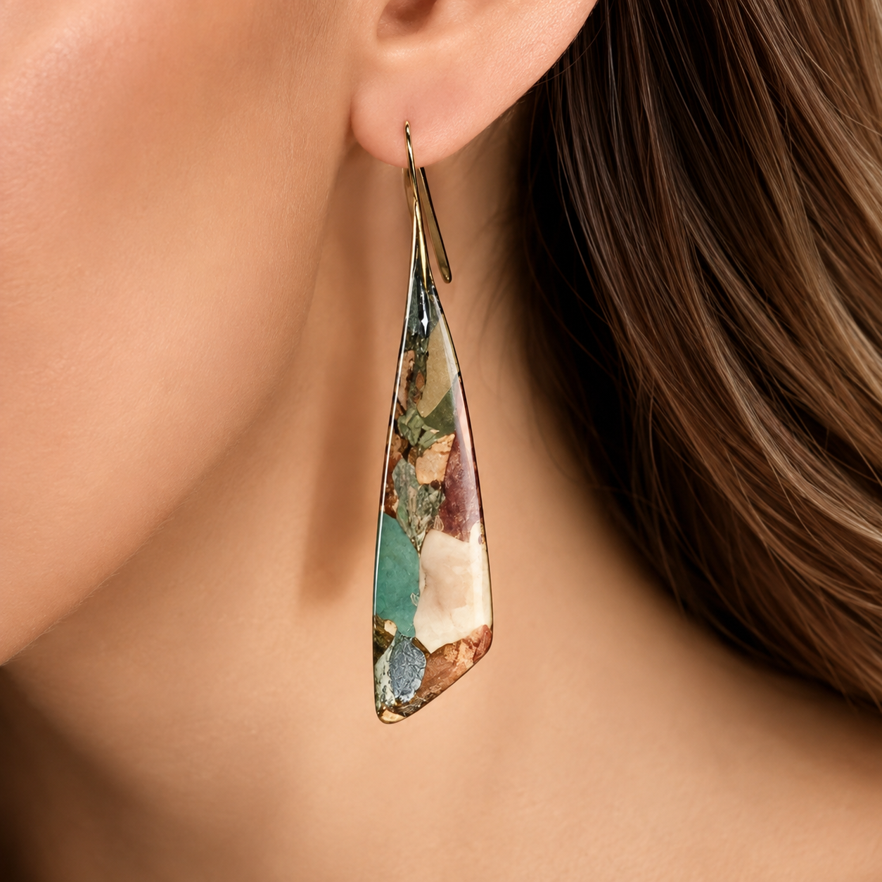 Gaia – Pendientes vintage con piedra natural
