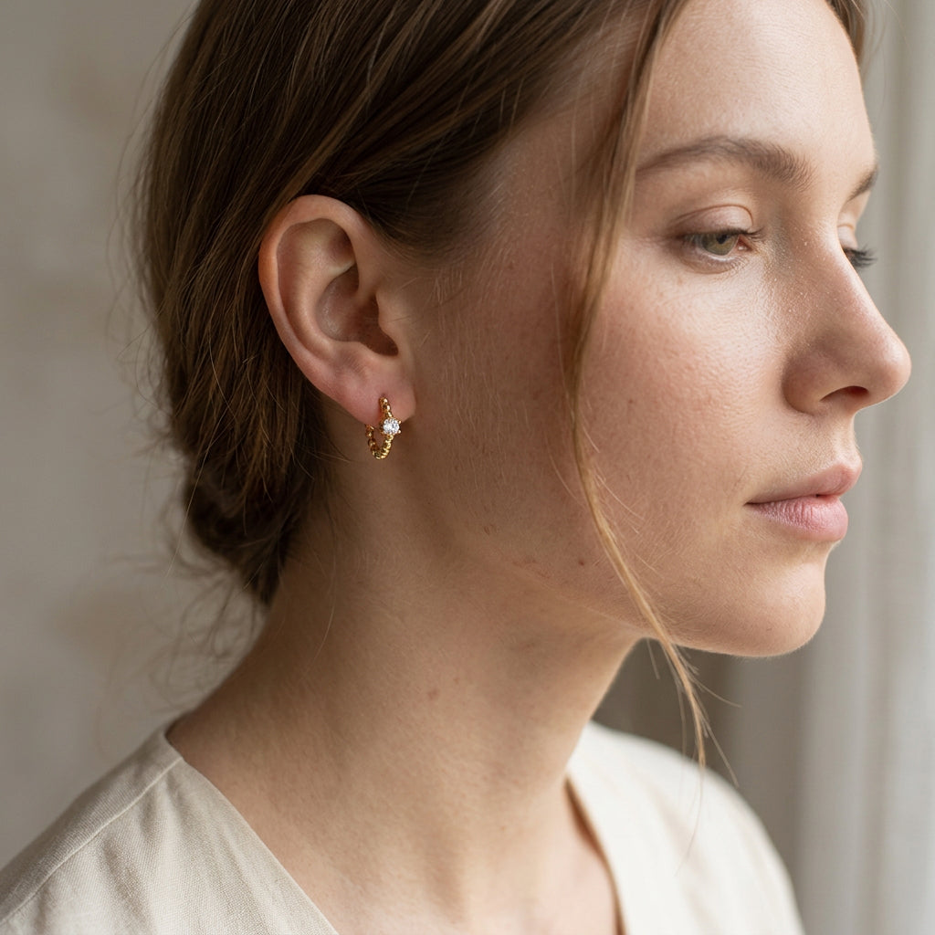 Pave Perle Pendientes Huggie