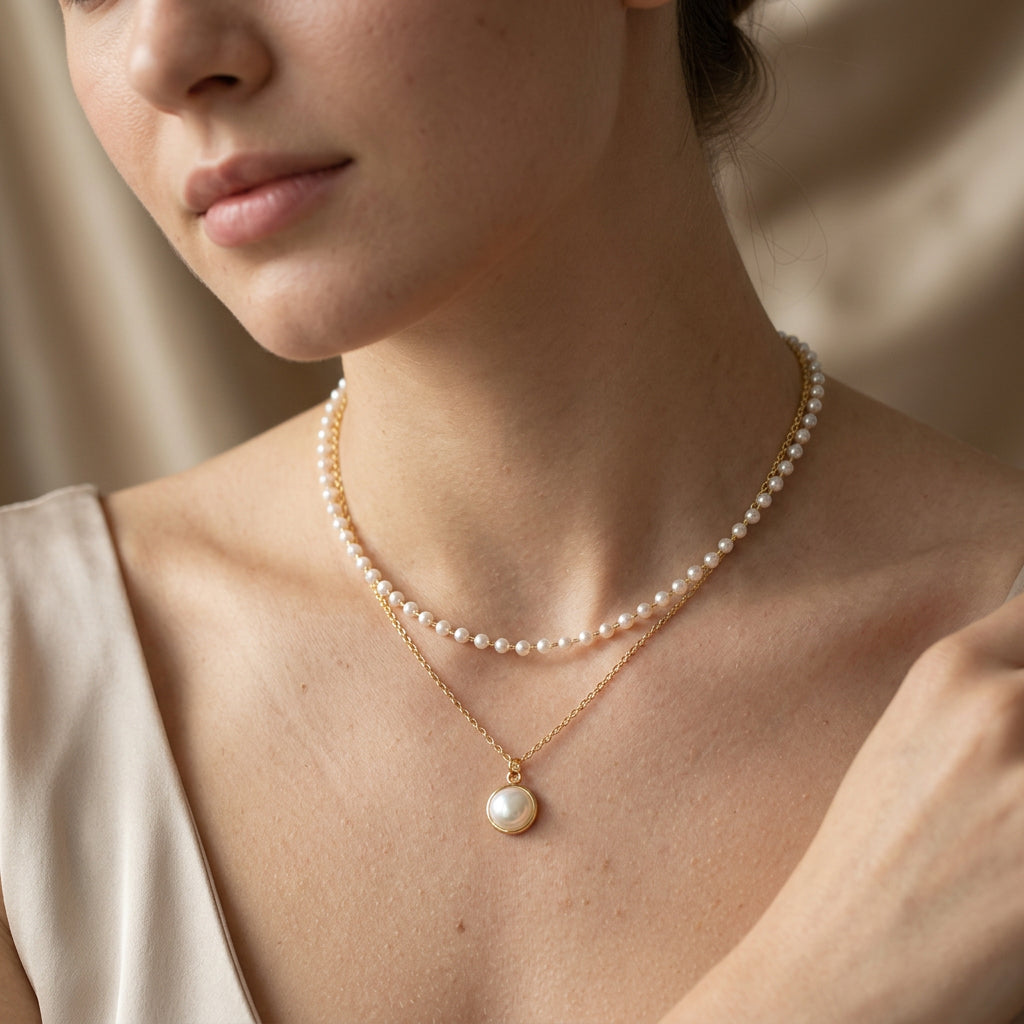 Auriane – Elegante collar de perlas y cadena de oro