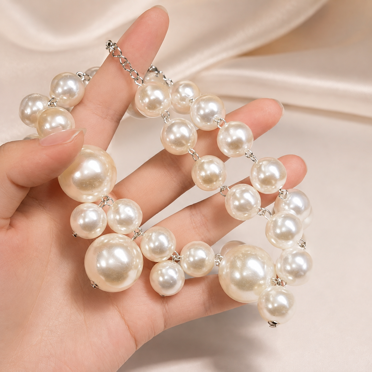 Lucie – Collar de lujo ligero con perlas grandes y pequeñas