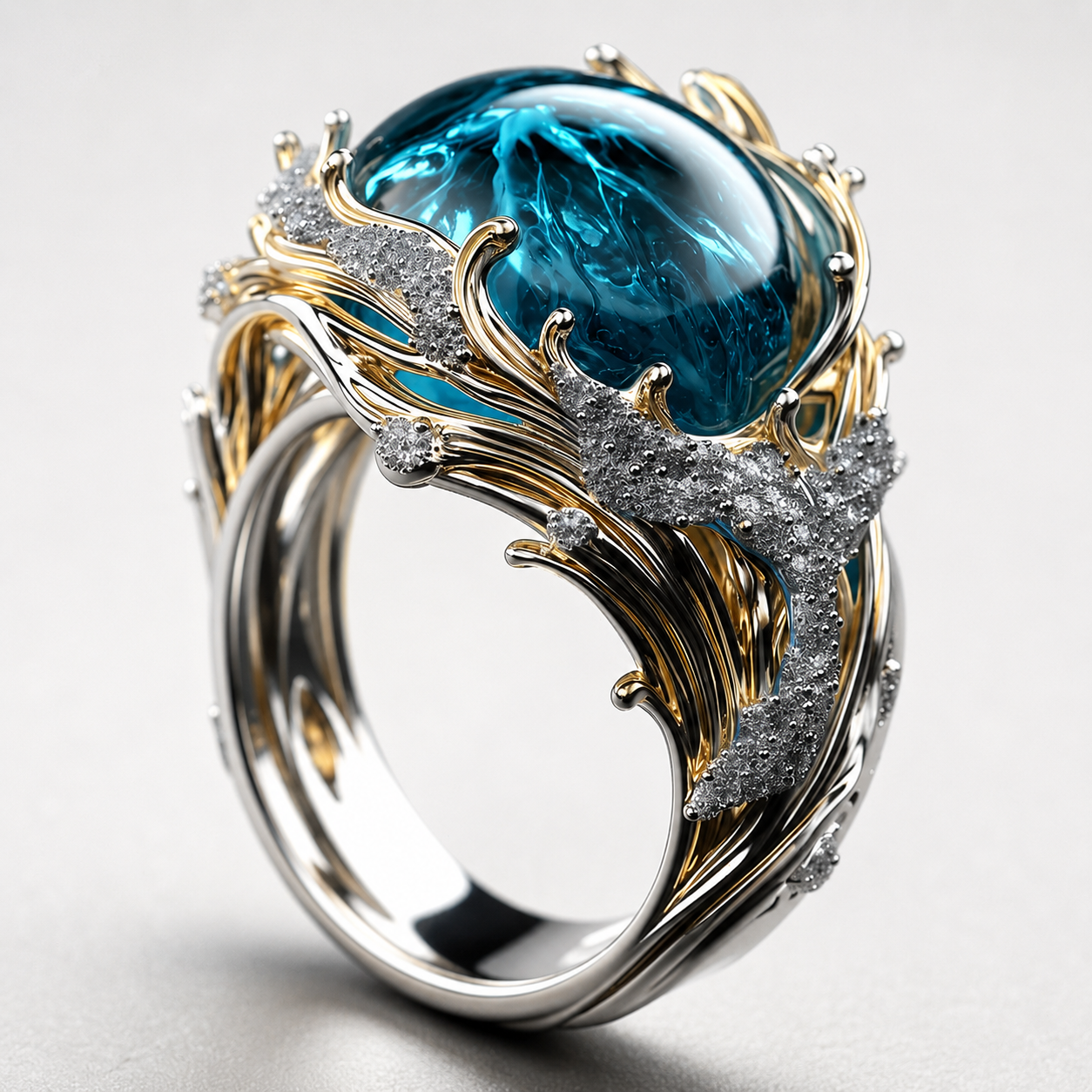 Selena – Anillo vintage de cristal oceánico