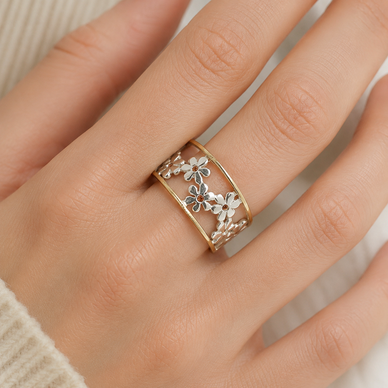 Merina – Anillo asimétrico de margarita