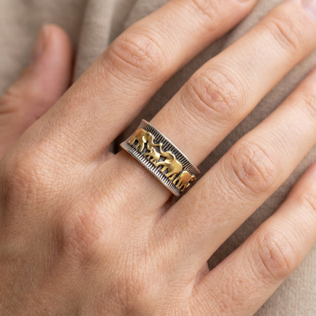 Eli – Anillo de elefante dorado vintage