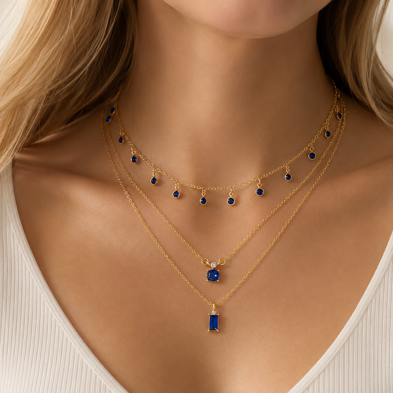Sylva – Collar Vintage en Oro con Zircónias Azules