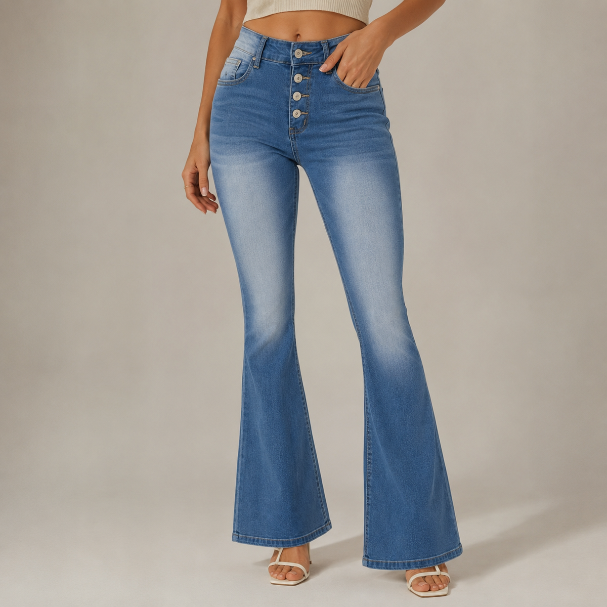 Rosie – Vaqueros acampanados para mujer – para el día a día casual