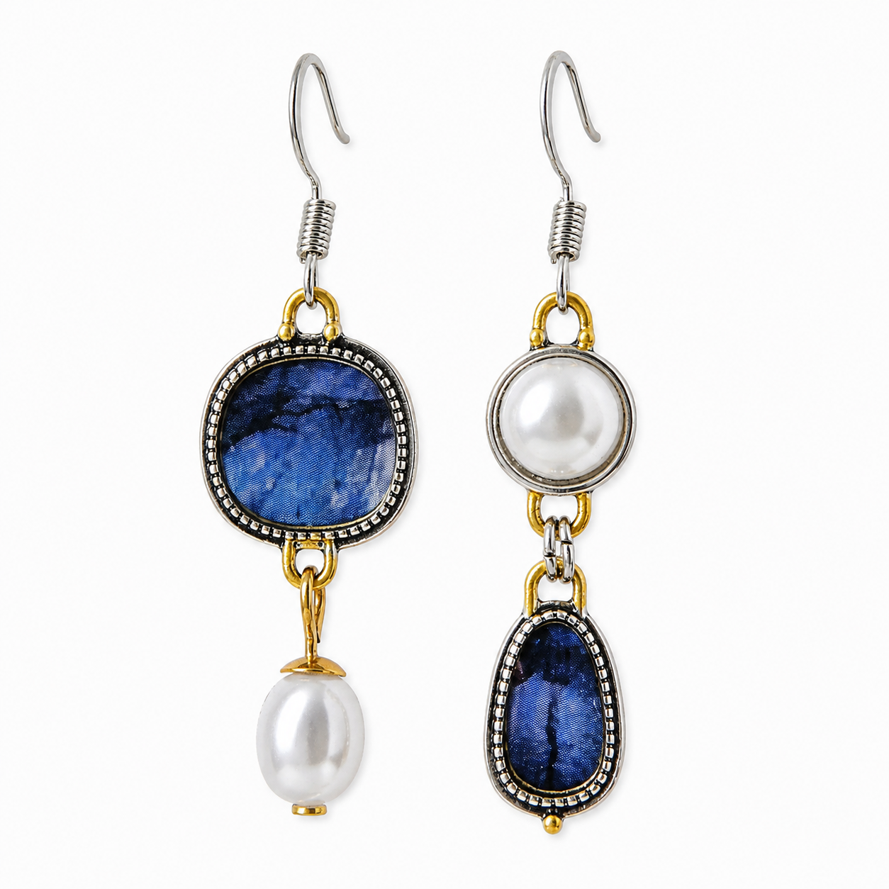 Maelis – Pendientes vintage de piedra azul y perlas
