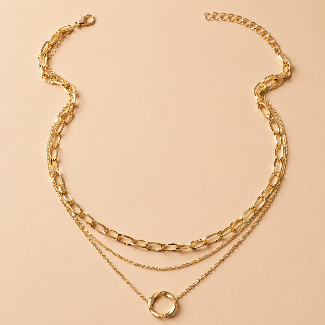 Michelle – Collar vintage con cadenas doradas en capas y colgante