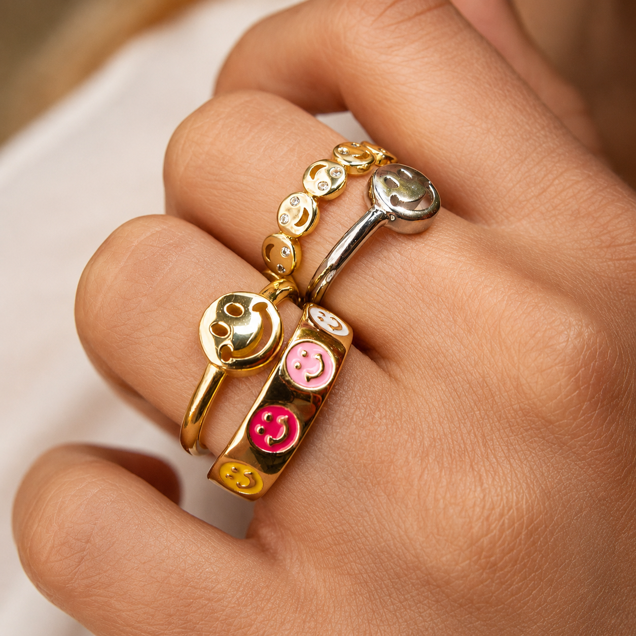 Smiley - Anillo sonriente colorido