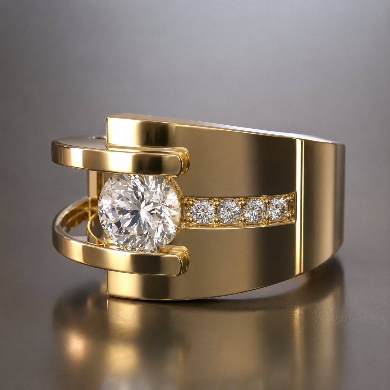 Lyra – Anillo vintage de oro con circonita irregular