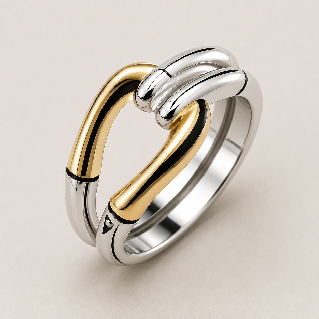 Cassia – Anillo vintage anudado en oro y plata