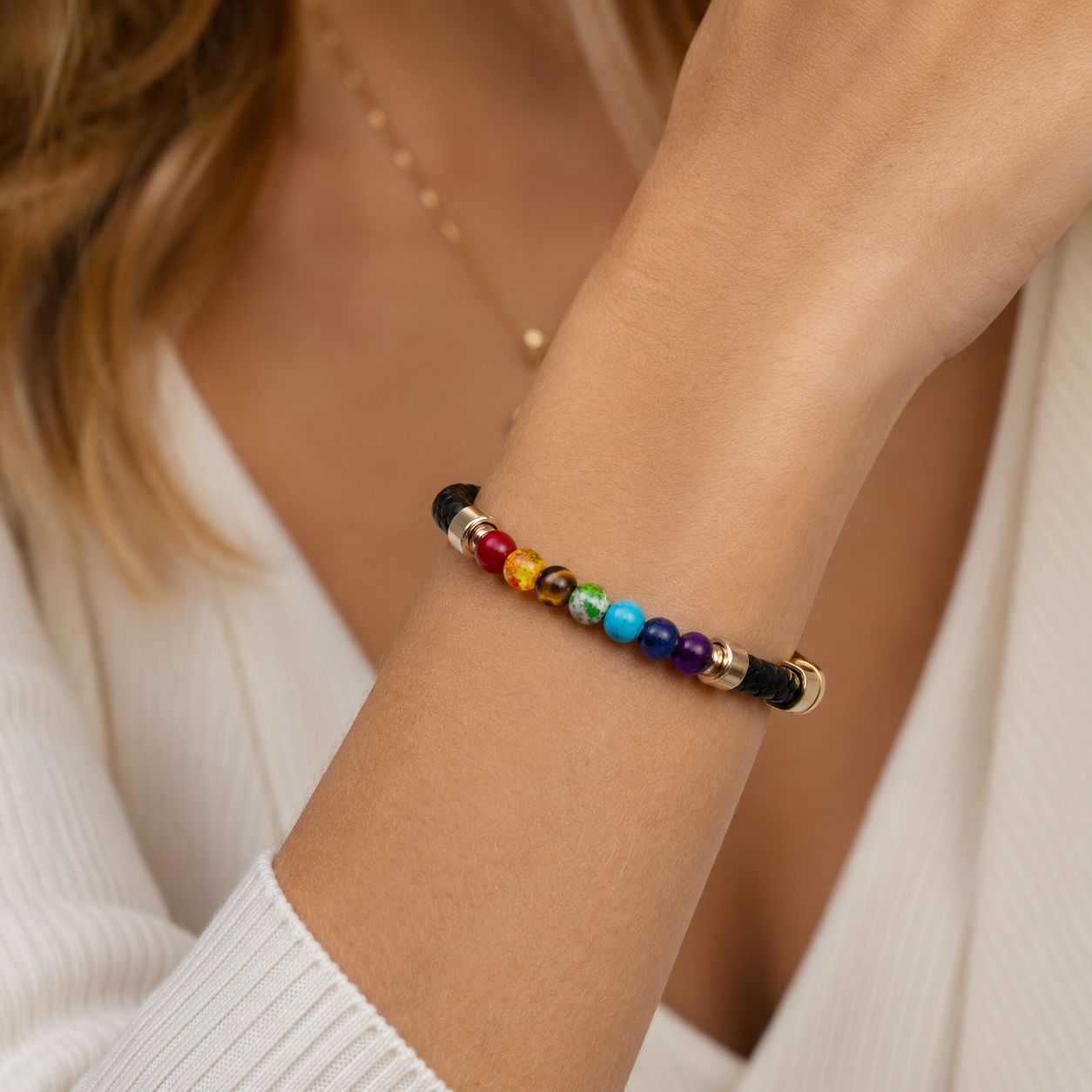 Zenaro – Pulsera de Cuero Equilibrio 7 Chakras