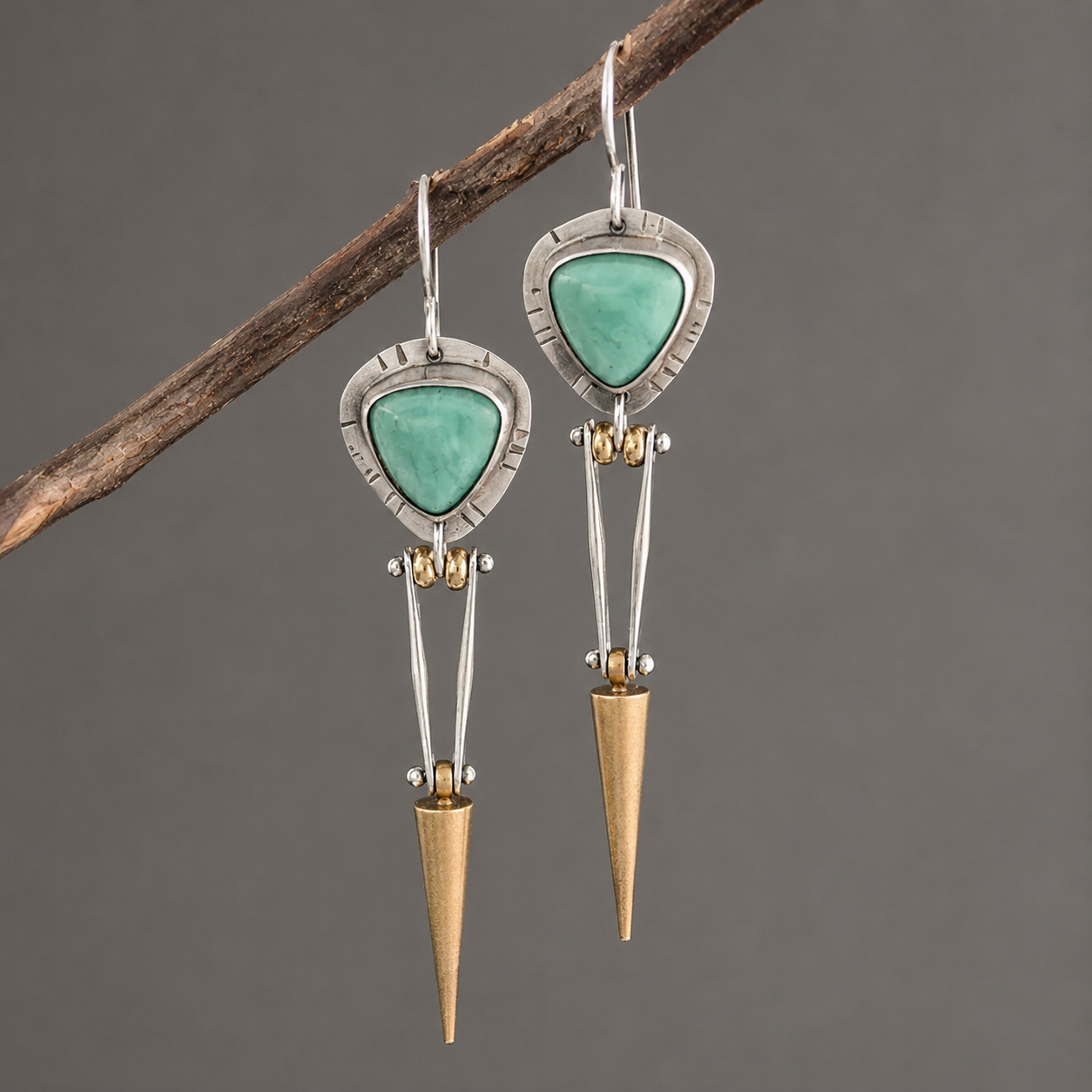 Tahlia – Pendientes étnicos boho con piedra de resina verde