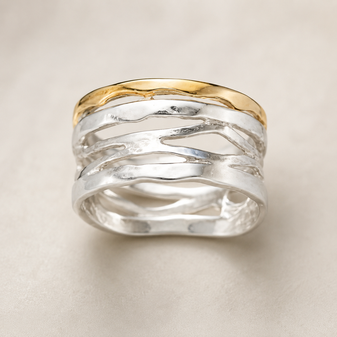 Calista – Anillo minimalista bicolor de estilo vintage