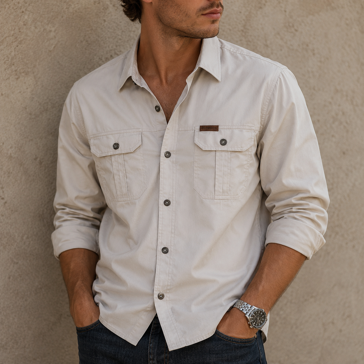 Franklin - Camisa Casual de Manga Larga