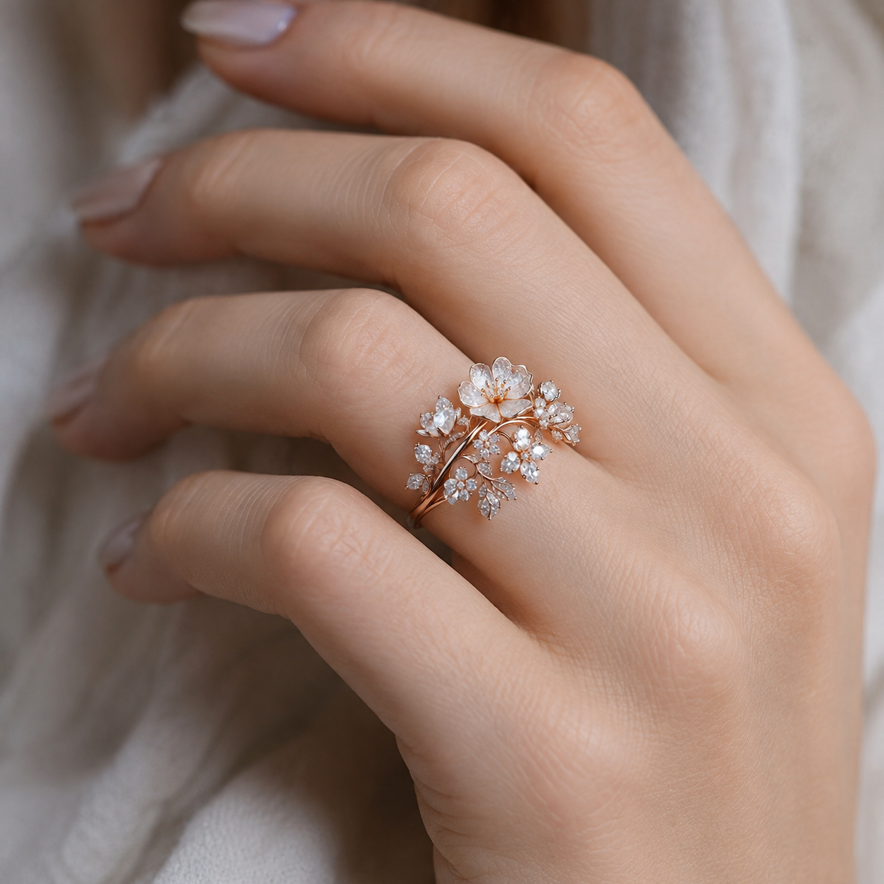 Viviane – Anillo flor cristal brillante