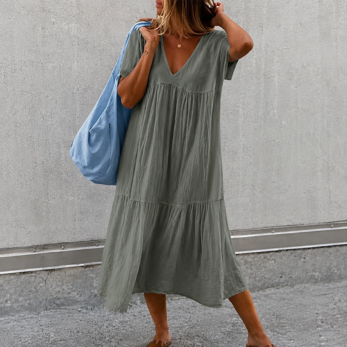 Deanna - Vestido Casual Cuello V Versátil y Cómodo