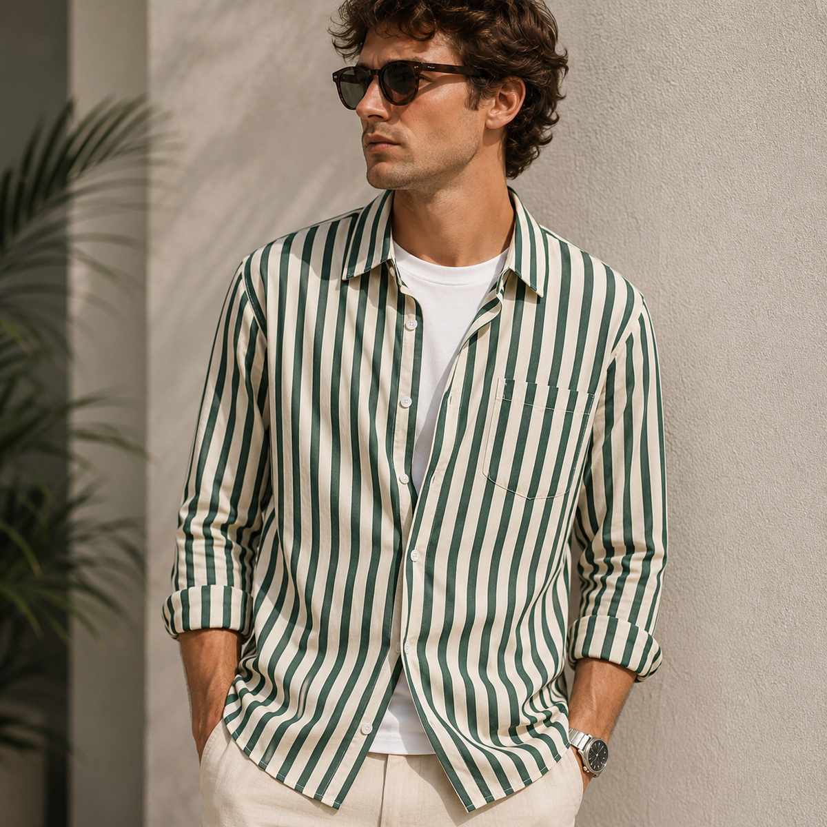 Marvin - Camisa de Manga Larga a Rayas Estilosa