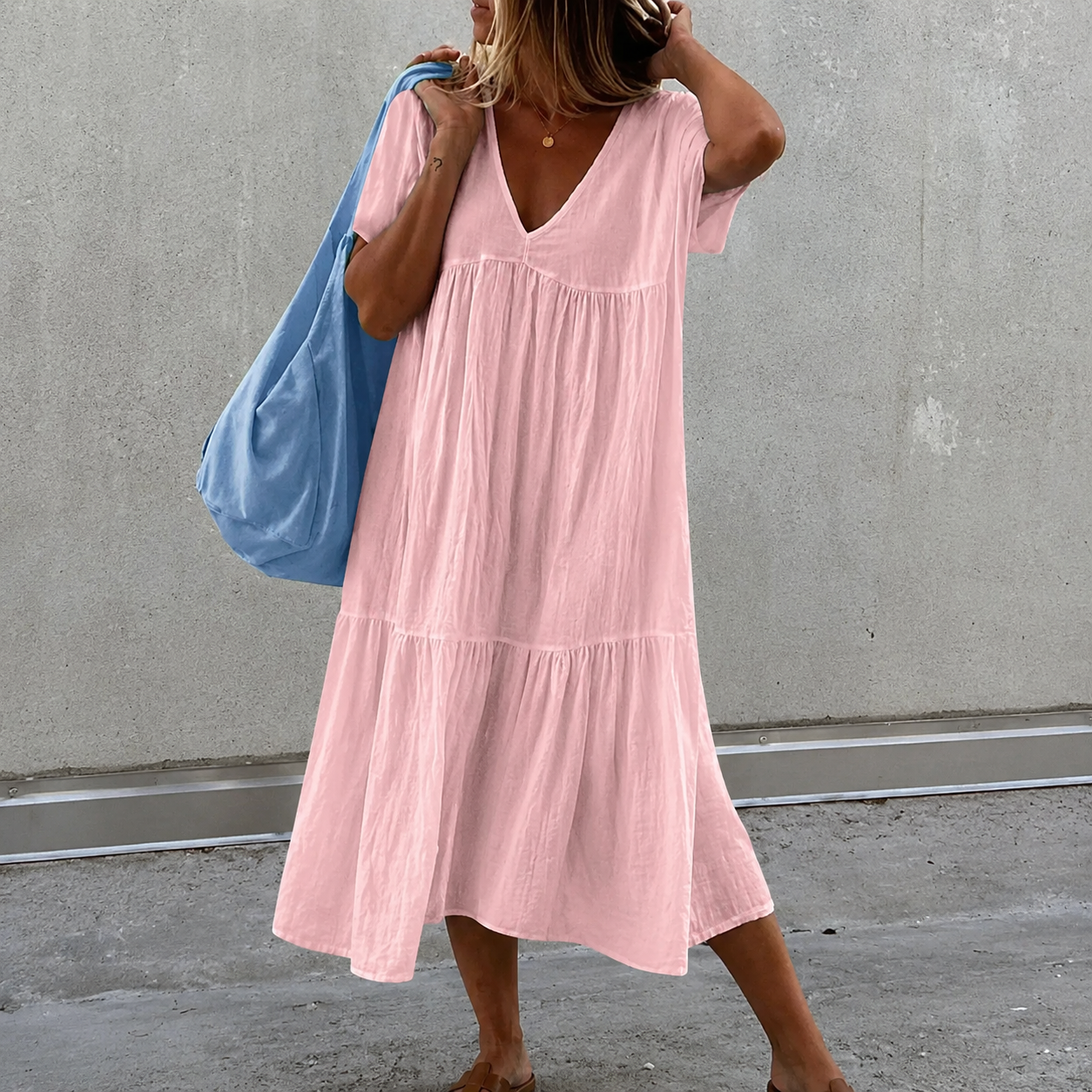 Deanna - Vestido Casual Cuello V Versátil y Cómodo