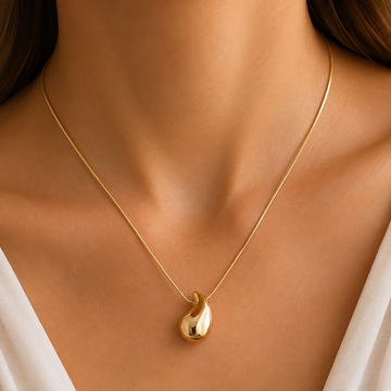 Collar de gotas de agua de gran tamaño - Collar dorado con colgante de gota de agua