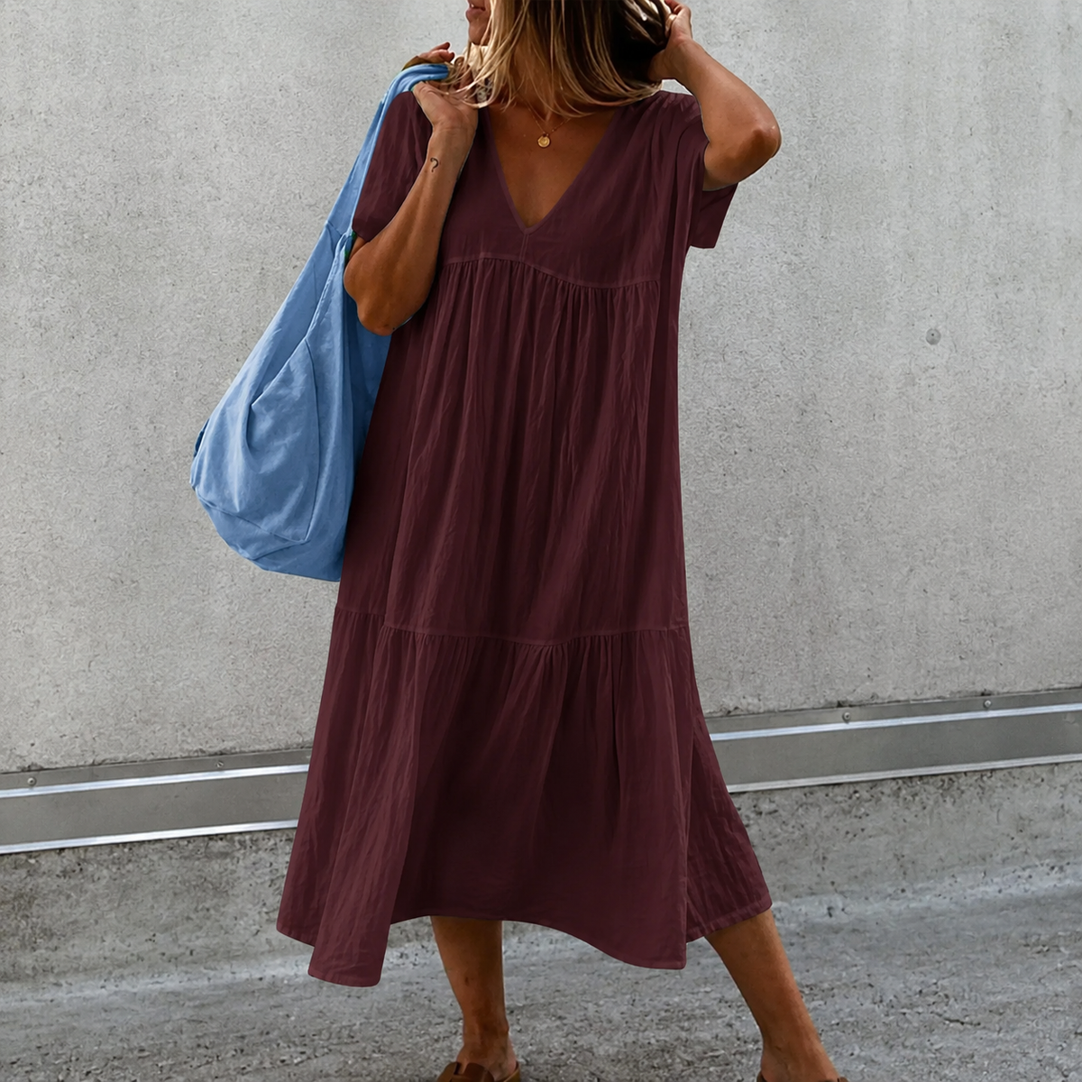 Deanna - Vestido Casual Cuello V Versátil y Cómodo
