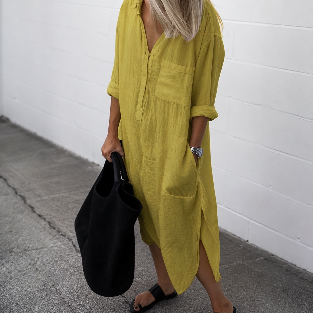Susan - Vestido Casual Suelto con Abertura