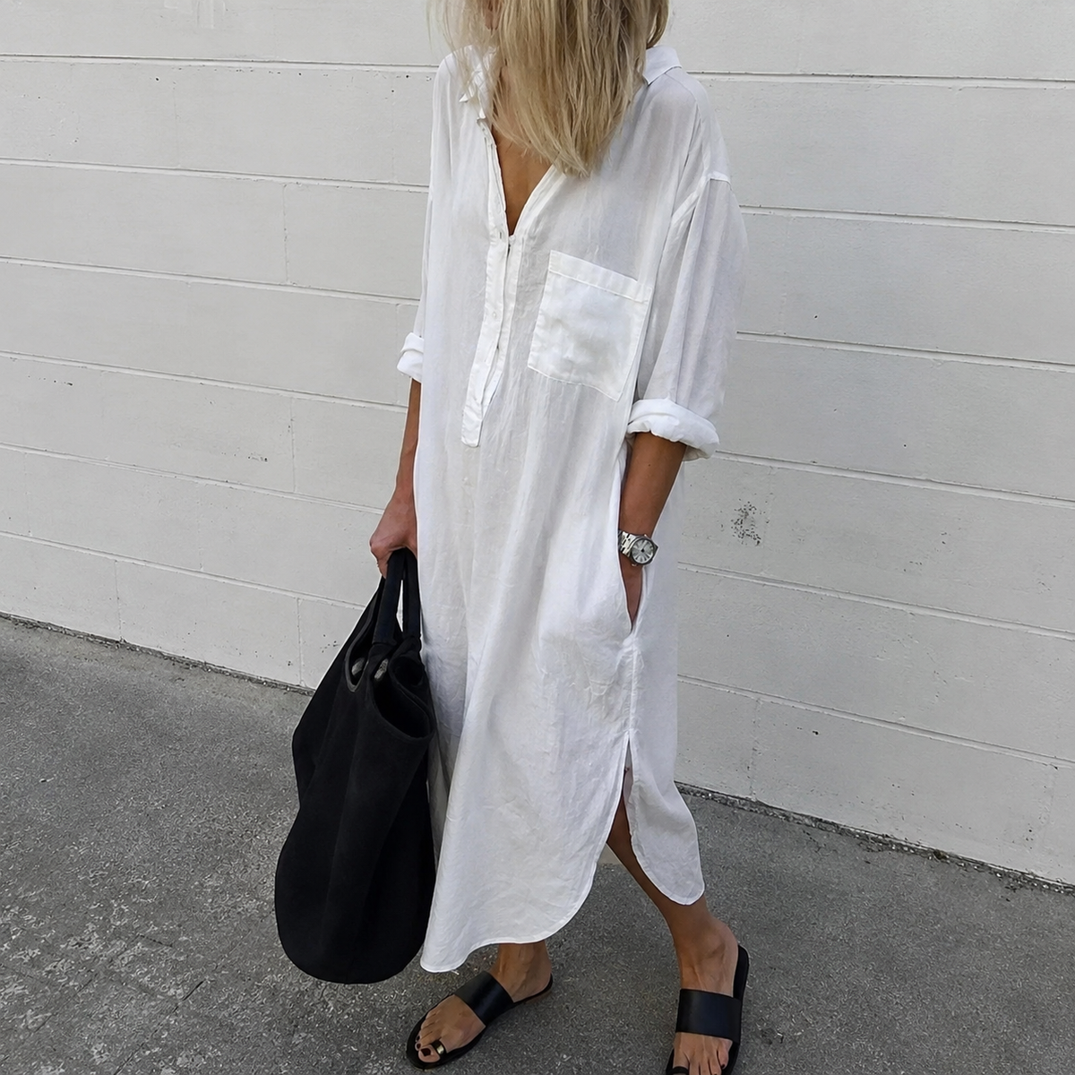 Susan - Vestido Casual Suelto con Abertura