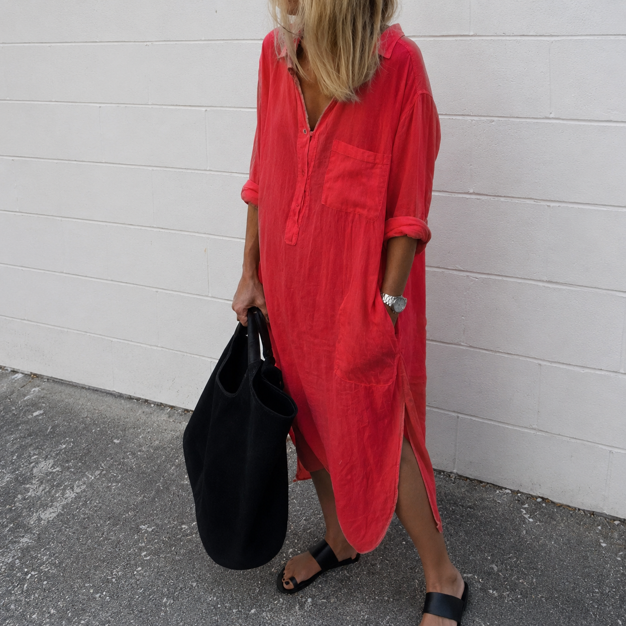 Susan - Vestido Casual Suelto con Abertura