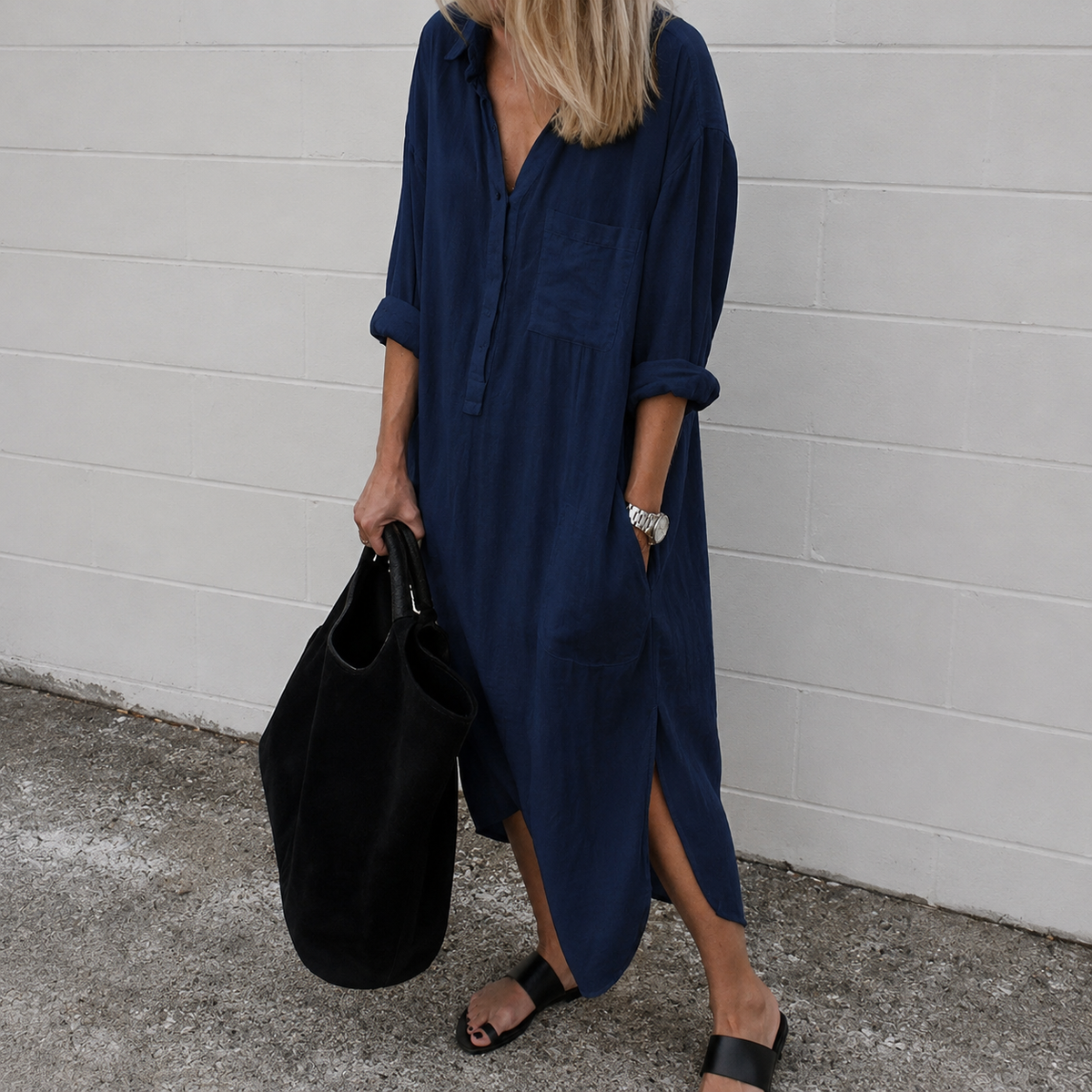 Susan - Vestido Casual Suelto con Abertura