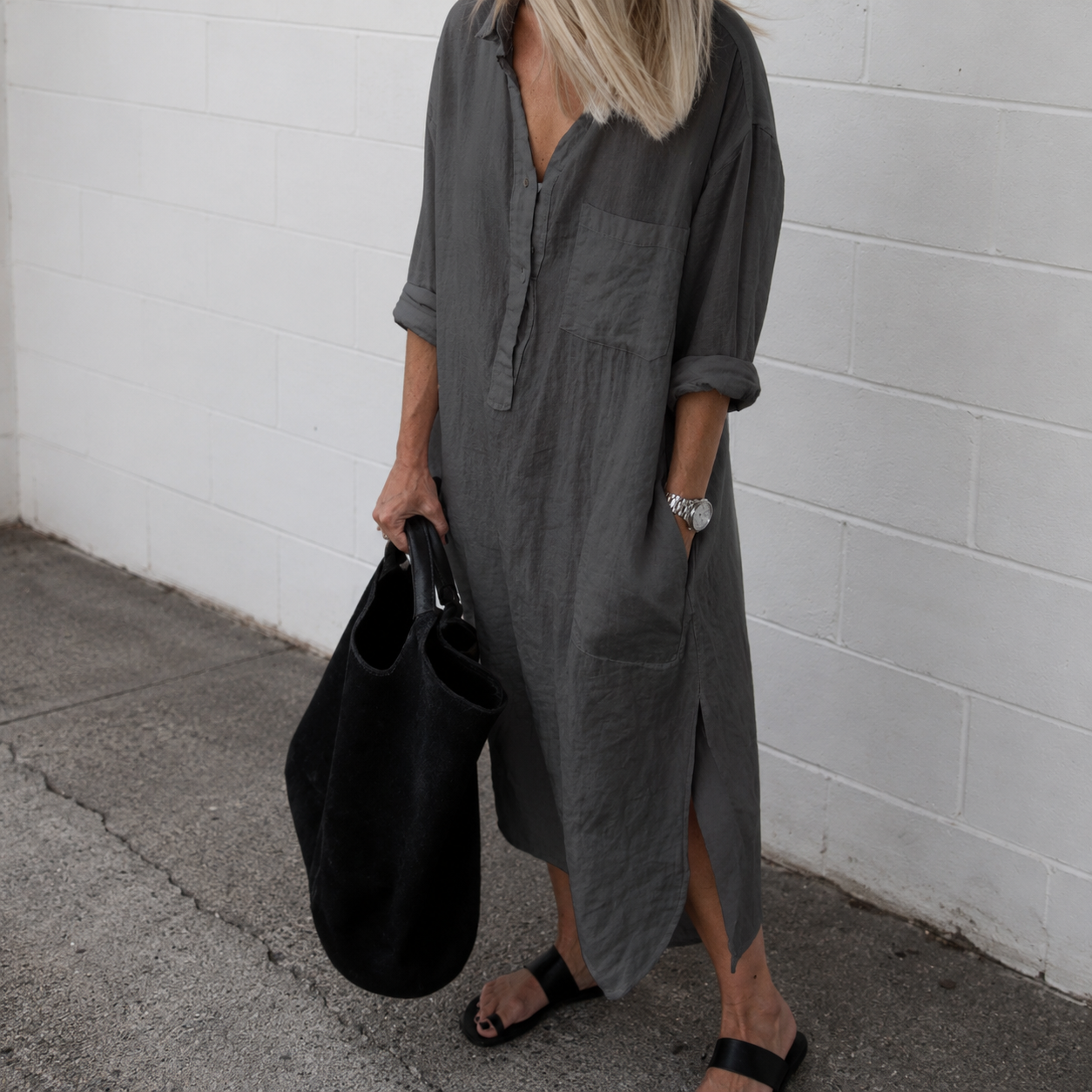 Susan - Vestido Casual Suelto con Abertura