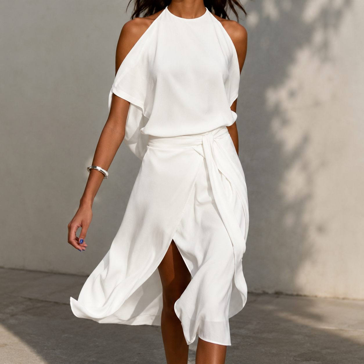 Celestine - Vestido midi con bajo asimétrico