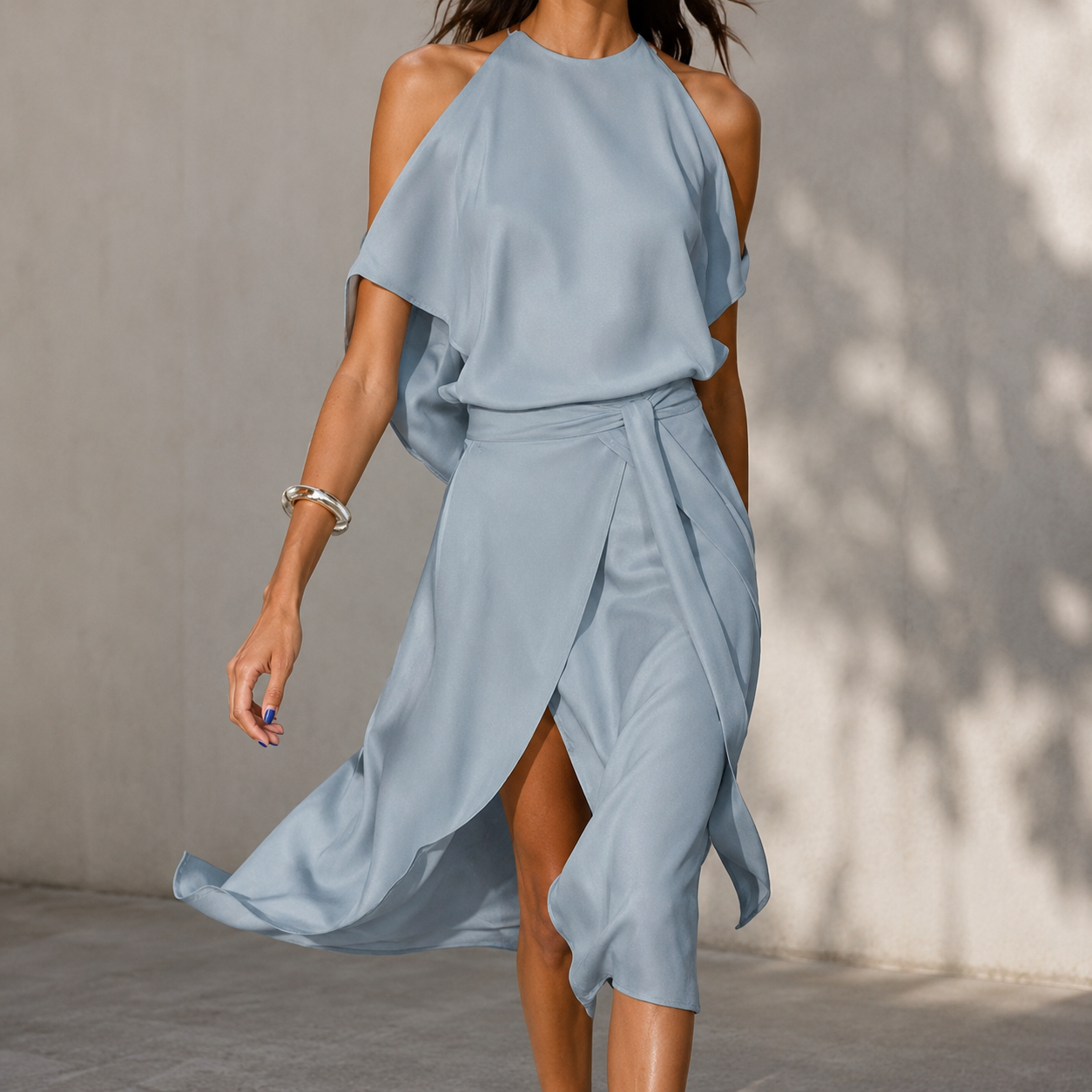 Celestine - Vestido midi con bajo asimétrico