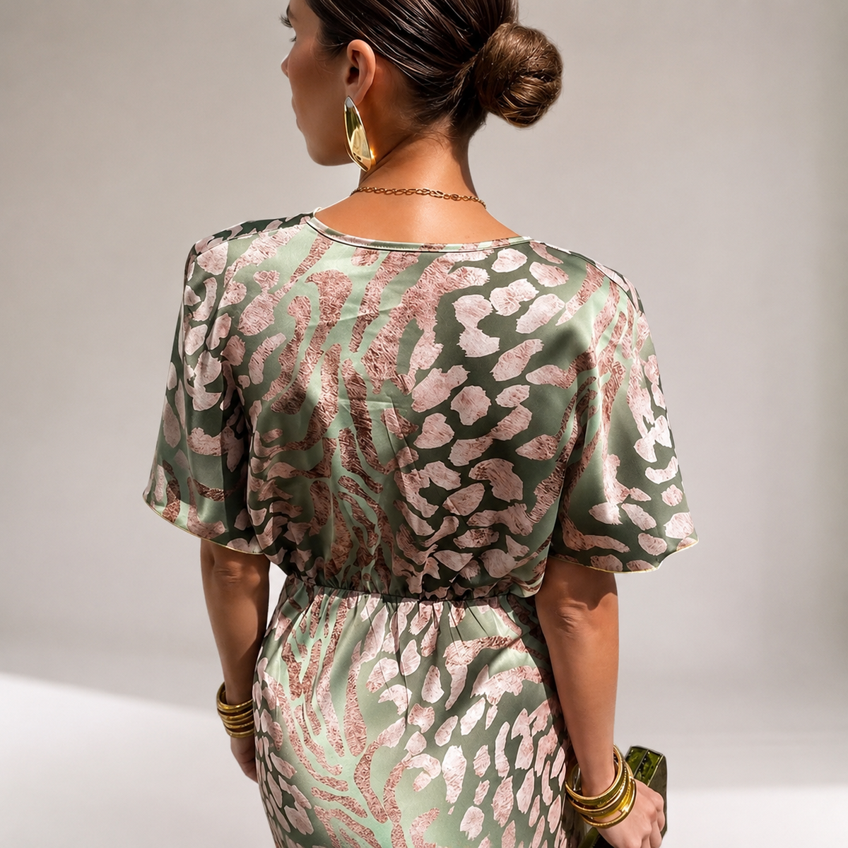 Teodora - Glamoroso Escote en V Vestido Maxi para Mujeres