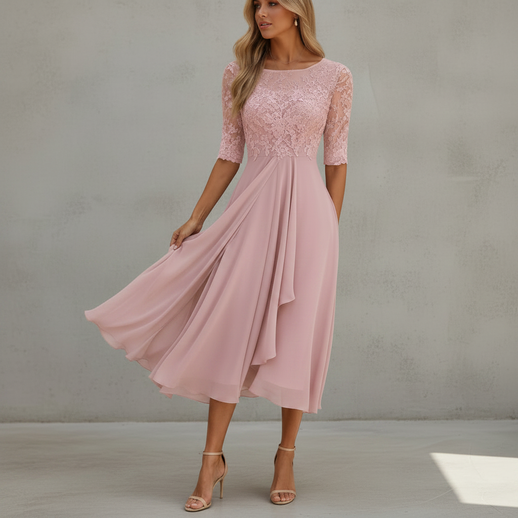 Yara - Elegante vestido midi de gasa