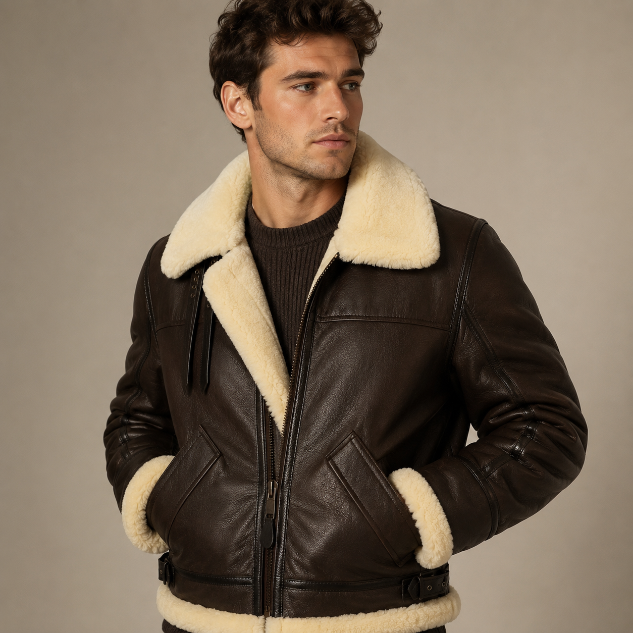 Jules - Abrigo grueso de piel caliente para hombre