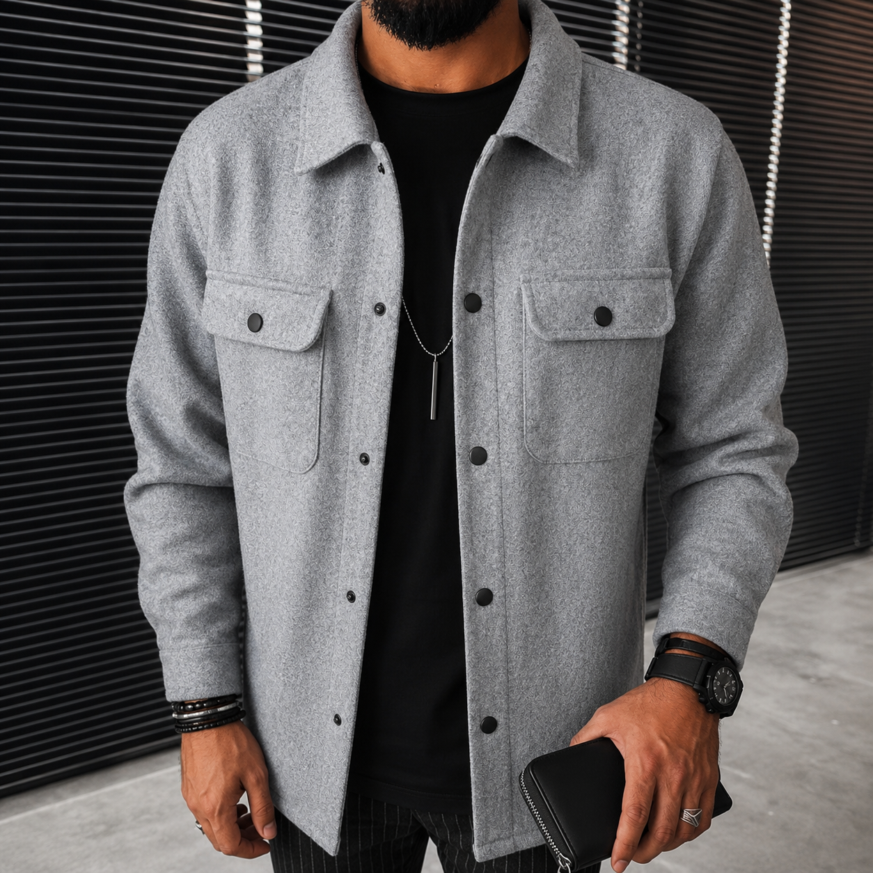 Finn - Sobrecamisa casual para hombre con botones