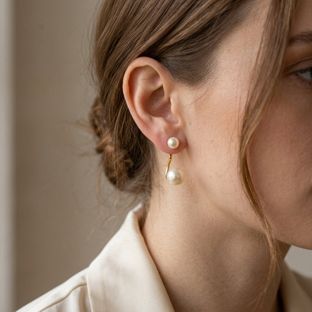 Mav – Pendientes de perla doble elegante
