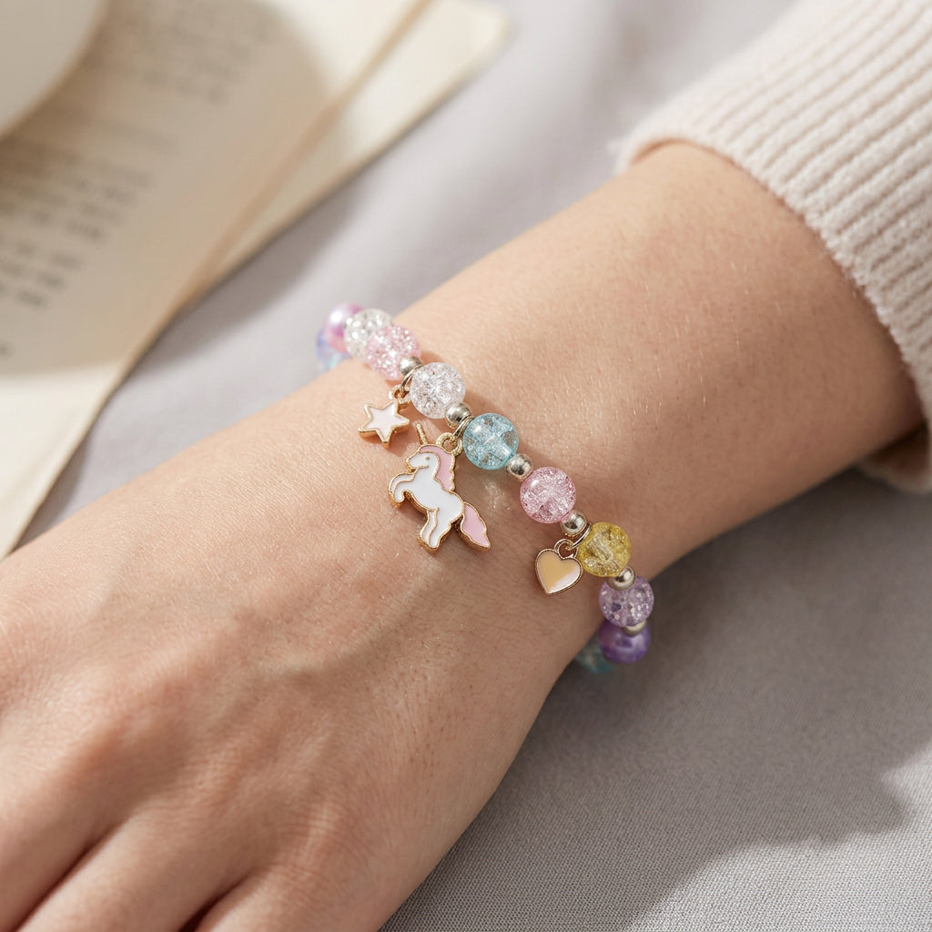 Soñado - Pulsera de perlas con colgante de unicornio