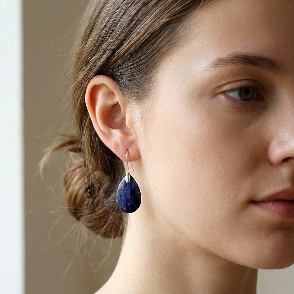 Kris – Pendientes vintage chic con piedra azul