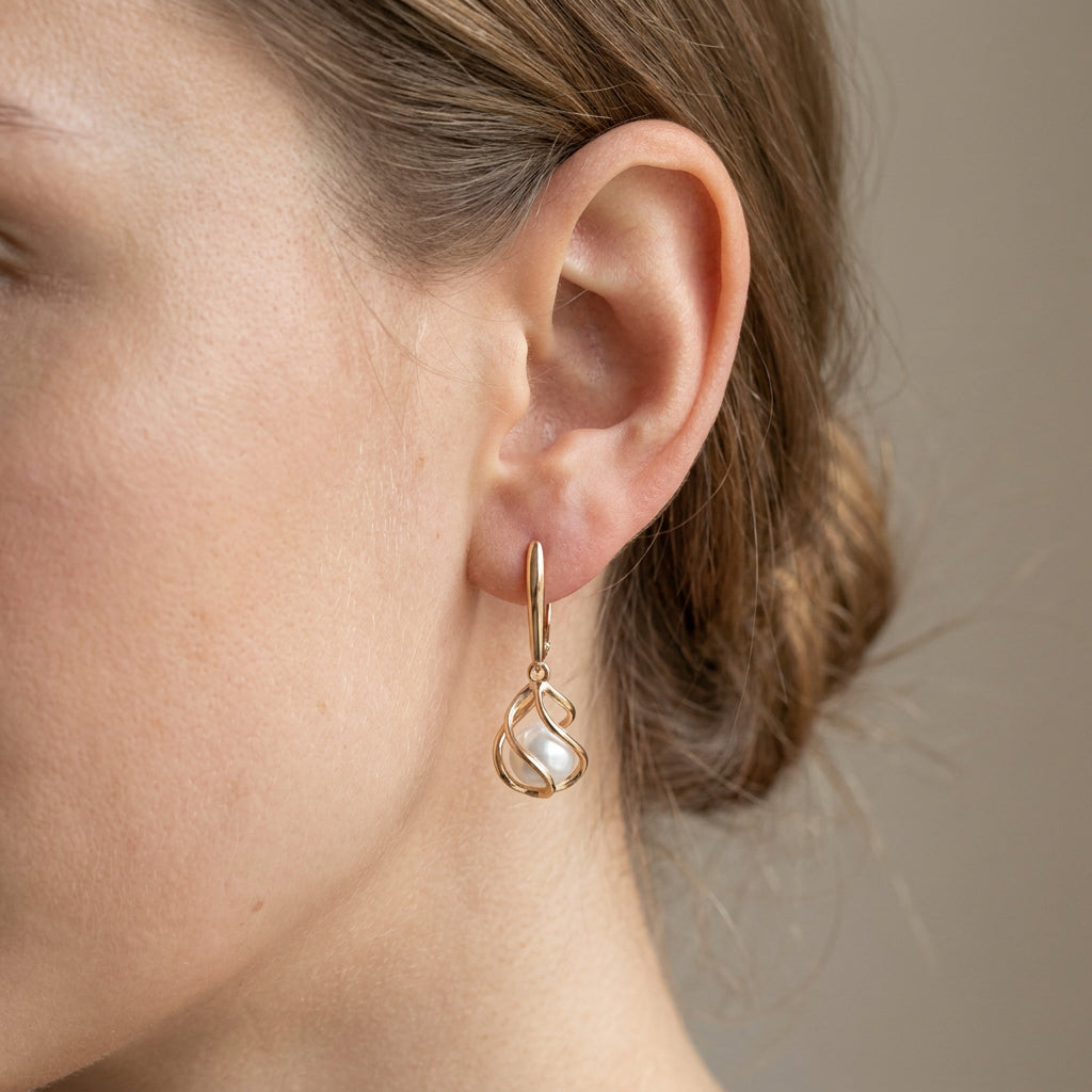 Elena – Pendientes elegantes de perlas en oro