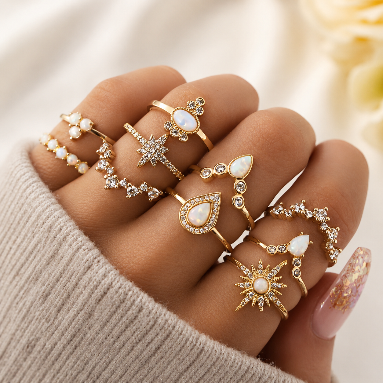 Noémie – Conjunto premium de 8 a 12 anillos únicos
