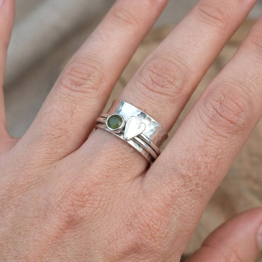Maely – Anillo corazón estilo retro plateado