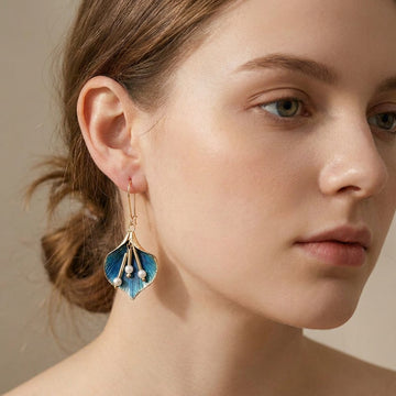 Yara – Pendientes Loto Azul de plata vintage