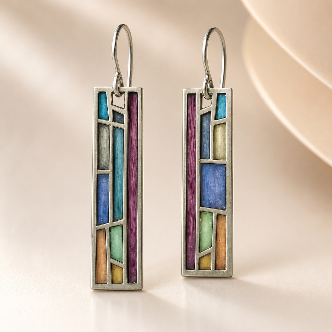 Lina – Pendientes vintage de plata con acentos de color