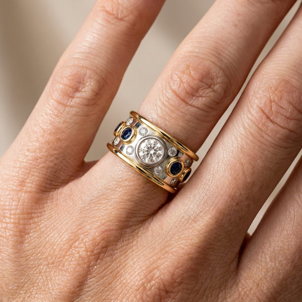 Sierra – Anillo dorado vintage con circonio engastado