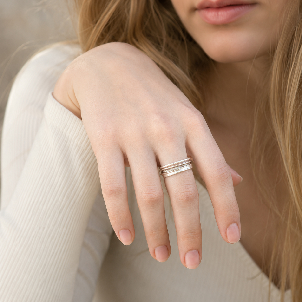 Shane – anillo plateado con recubrimiento dorado