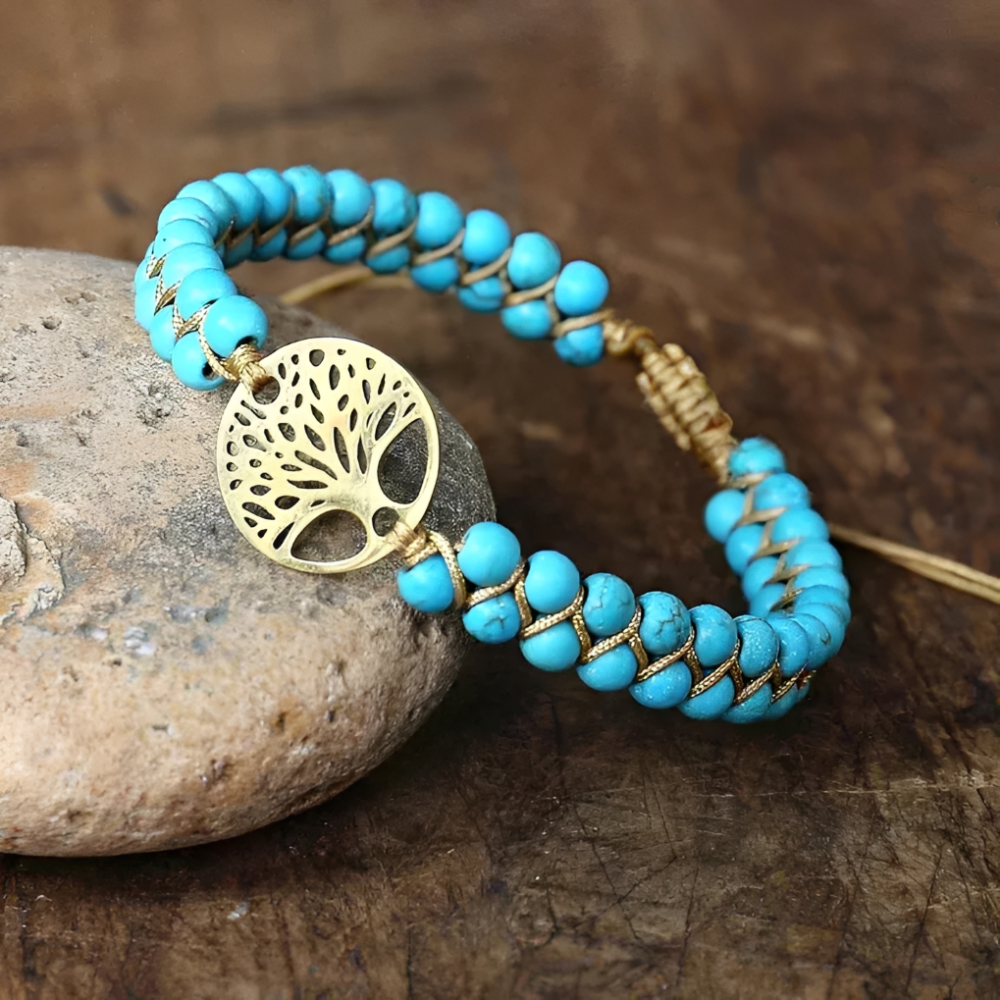 Arboréa – Pulsera del árbol de la vida hecha a mano con turquesa