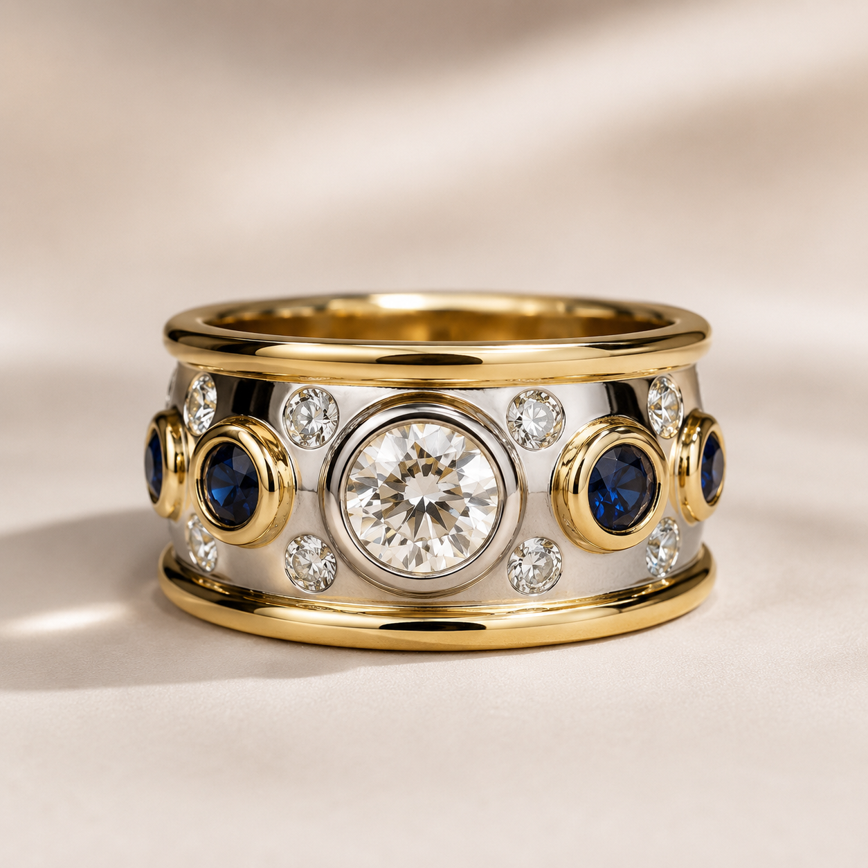 Sierra – Anillo dorado vintage con circonio engastado