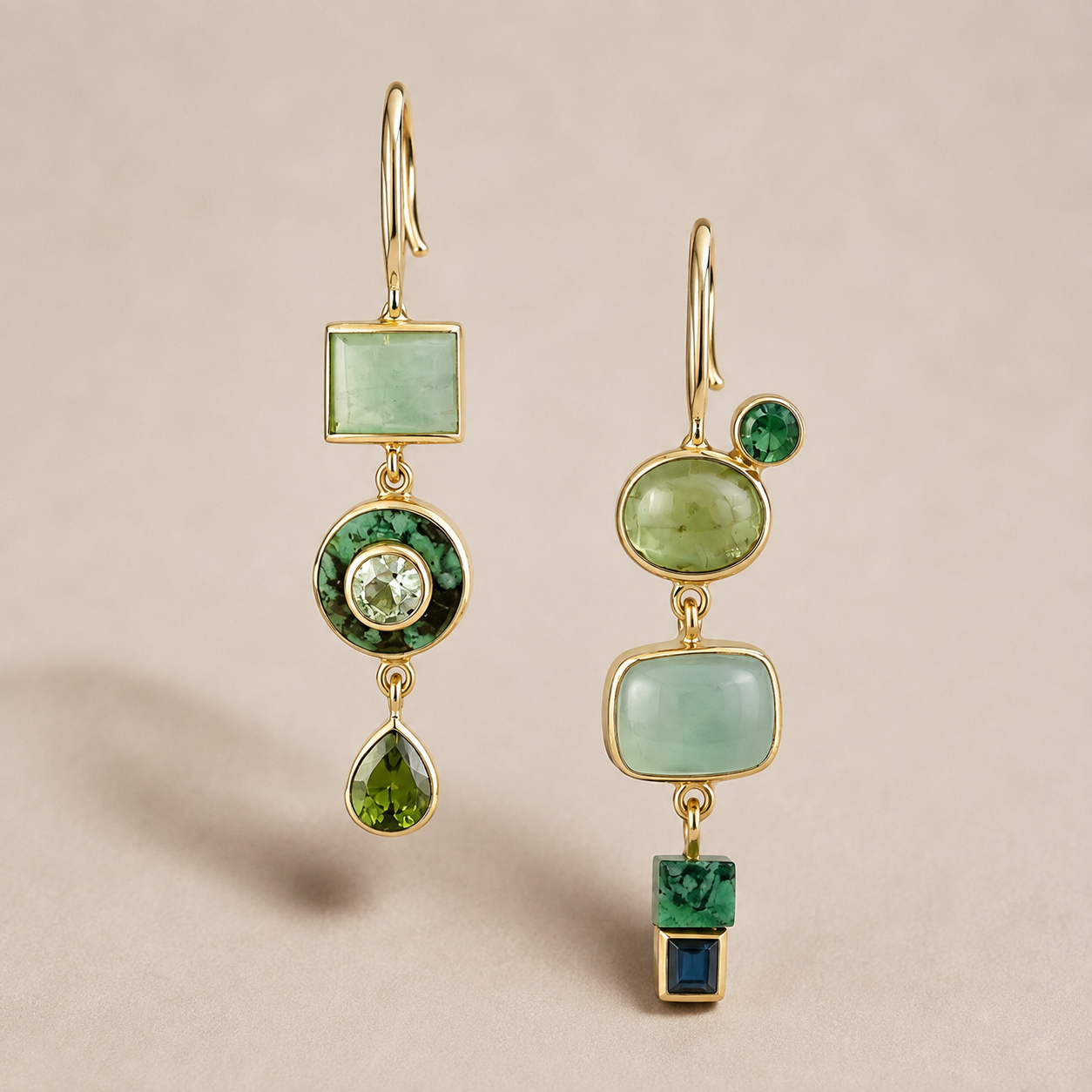 Nerida – Pendientes verdes vintage colgantes